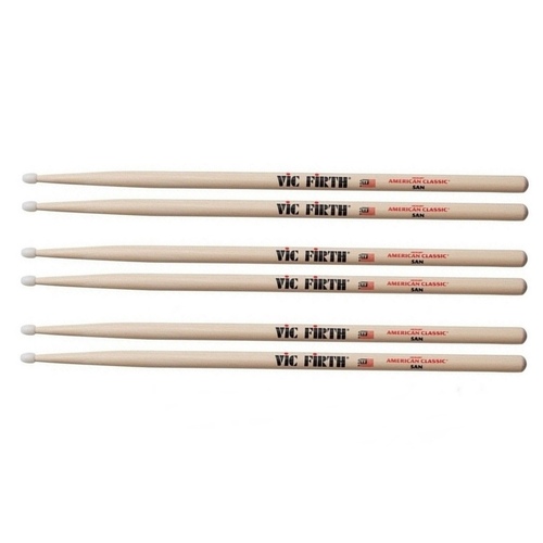 Vic Firth 5AN Classic Hickory 5A Nylon Tip Drum Sticks x  3 Pairs