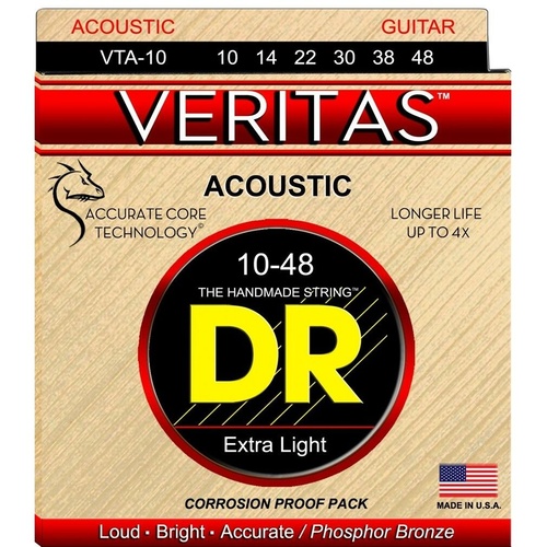 DR Strings VTA-10 Veritas  10- 48  Extra Light Phosphor Bronze Acoustic Strings