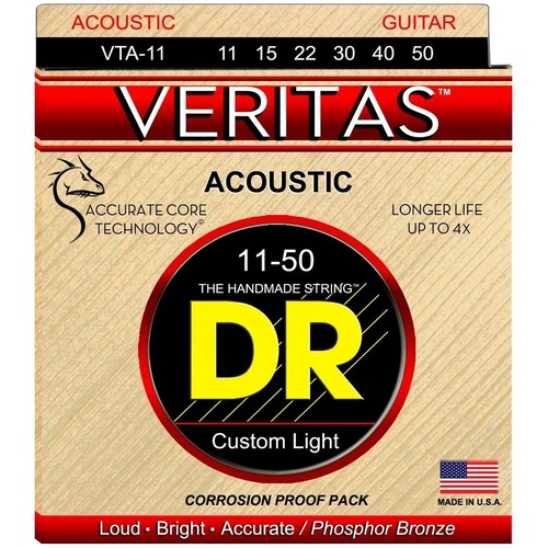 DR Strings VTA-11 Veritas  11-50 Custom Light Phosphor Bronze Acoustic Strings