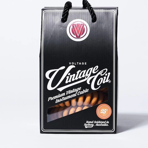 Voltage Vintage Coil 25ft Coiled Guitar Cable straight  / Straight - Caramel