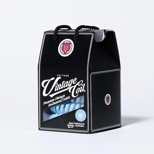 Voltage Vintage Coil 25ft Coiled Guitar Cable straight  / Straight  -  Blue