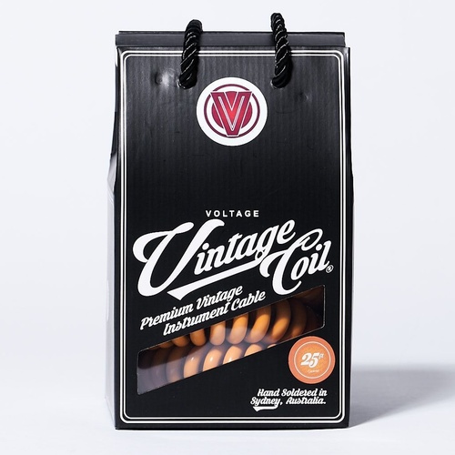 Voltage Vintage Coil 25ft Coiled Guitar Cable straight  / Right Angle - Orange