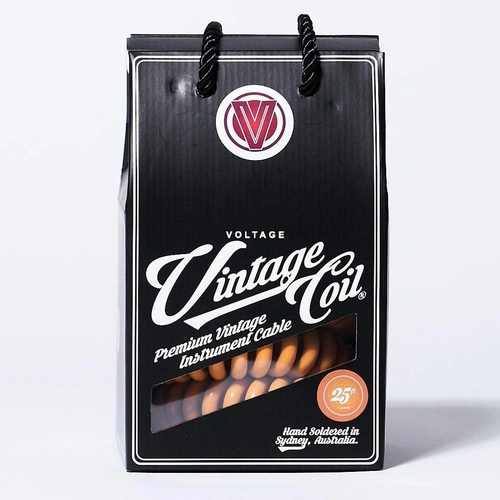 Voltage Vintage Coil 25ft Coiled Guitar Cable straight  / Straight  -  Orange