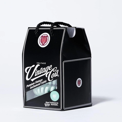 Voltage Vintage Coil 25ft Coiled Guitar Cable straight  / Straight -  Surf Green