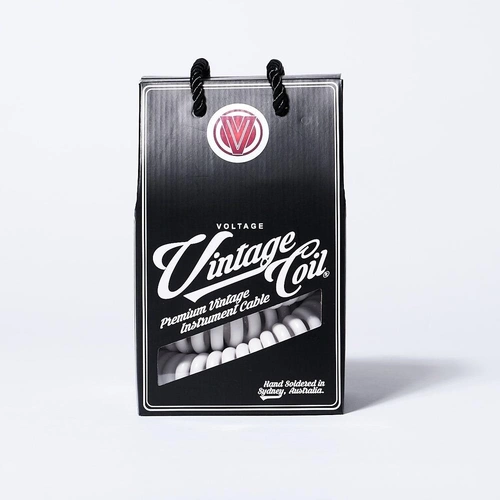 Voltage Vintage Coil 25ft Coiled Guitar Cable straight  / Straight -  White
