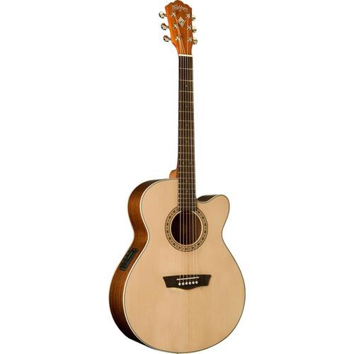 Washburn WG7SCE Harvest Grand Auditorium Cutaway Acoustic Guitar. Natural Gloss