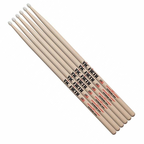 Vic Firth American Classic Extreme Drumsticks - Extreme 5A - Nylon Tip X5AN x 3