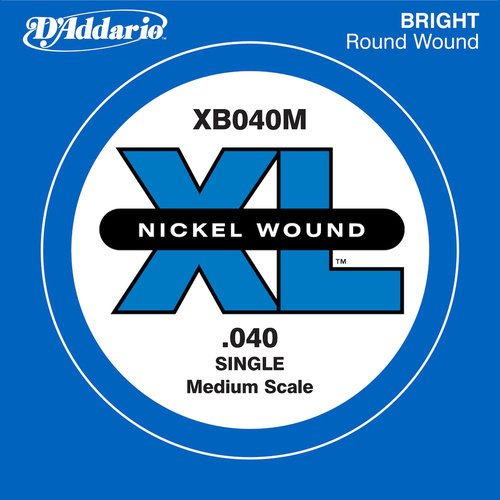 D'Addario XB040M Nickel Wound Bass Guitar Single String, Medium Scale, .040