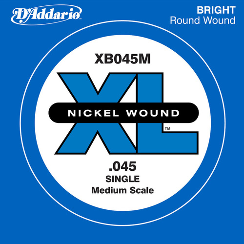 D'Addario XB045M Nickel Wound Bass Guitar Single String, Medium Scale, .045