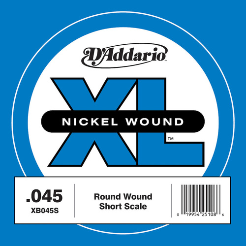 D'Addario XB040S Nickel Wound Bass Guitar Single String, Long Scale, .045