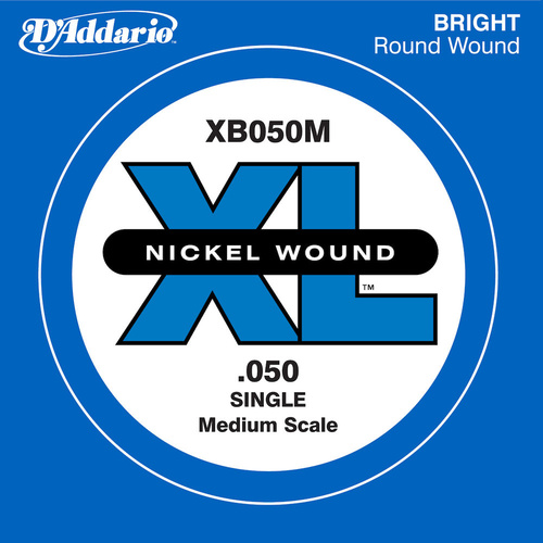 D'Addario XB050M Nickel Wound Bass Guitar Single String, Medium Scale, .050