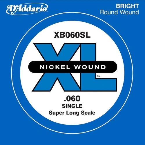 D'Addario XB060SL Nickel Wound Bass Guitar Single String, Super Long Scale, .060