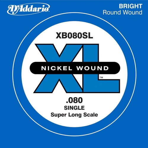 D'Addario XB080SL Nickel Wound Bass Guitar Single String, Super Long Scale, .080