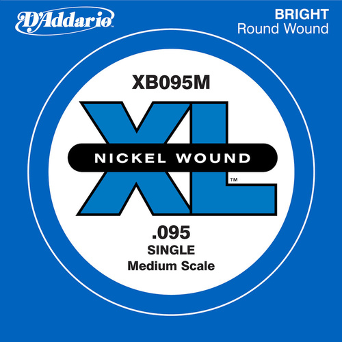 D'Addario XB095M Nickel Wound Bass Guitar Single String, Medium Scale, .095