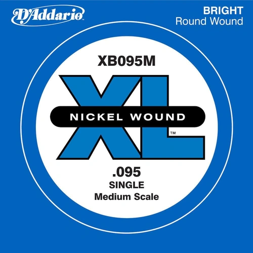 D'Addario XB095M Nickel Wound Bass Guitar Single String, Medium Scale, .095