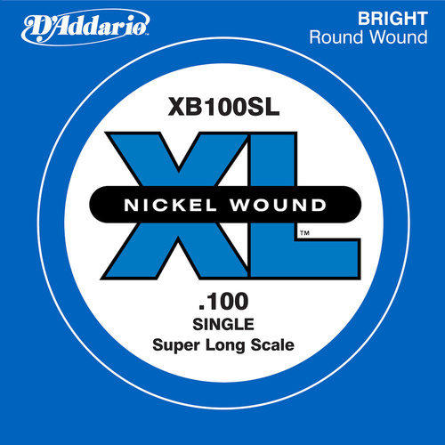 D'Addario XB100SL Nickel Wound Bass Guitar Single String, Super Long Scale, .100