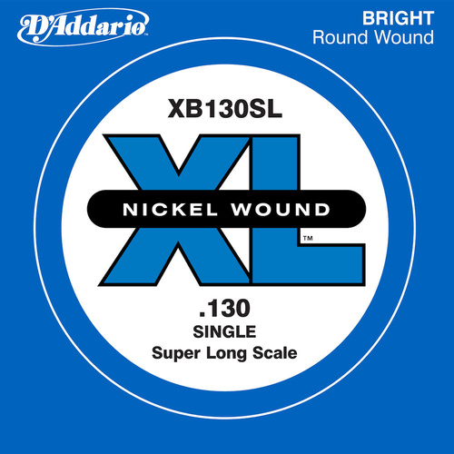 D'Addario XB130 Nickel Wound Bass Guitar Single String, Super Long Scale, .130