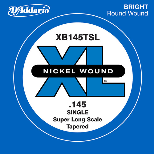 D'Addario XB145T Nickel Wound Bass Guitar Single String, Super Long Scale, .145, Tapered