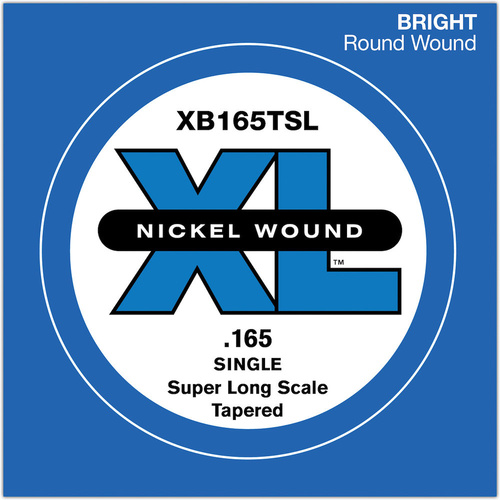 D'Addario XB165TSL Nickel Wound Bass Guitar Single String, Super Long Scale, .165, Tapered
