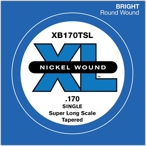 D'Addario XB170TSL Nickel Wound Bass Guitar Single String, Super Long Scale, .170, Tapered