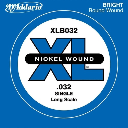 D'Addario XLB032 Nickel Wound Bass Guitar Single String, Long Scale.032