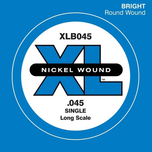 D'Addario XLB045 Nickel Wound Bass Guitar Single String, Long Scale.045