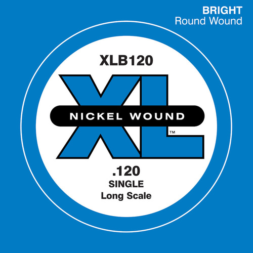 D'Addario XLB120 Nickel Wound Bass Guitar Single String, Long Scale, .120