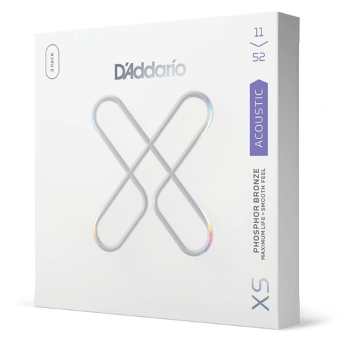 D'Addario XSAPB1152 Phosphor Bronze Acoustic Guitar Strings - .011-.052 - 3 Sets