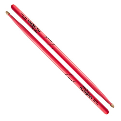 Zildjian 5A Acorn Neon Pink Hickory Drumsticks Wood Acorn Tips 1 Pair