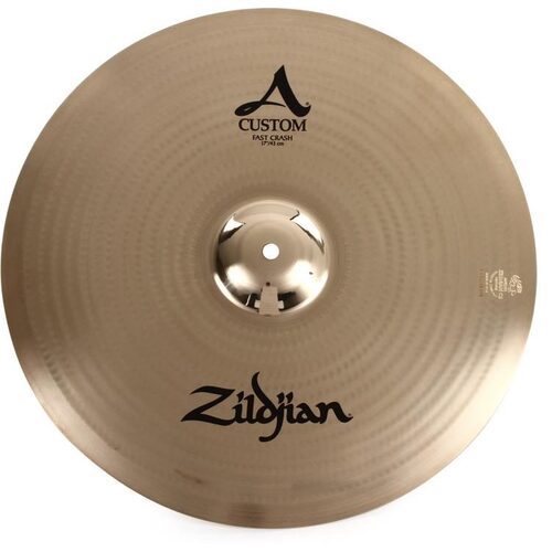 Zildjian A Custom Fast Crash Brilliant 17" Bright Airy Short Decay Cymbals 