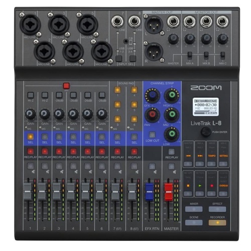 Zoom LiveTrak L-8 8-channel Digital Mixer / Recorder with 24-Bit/96kHz 12-Track Recorder, 4 Headphone Outputs