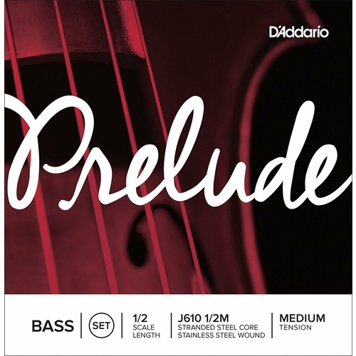 D'Addario Prelude Double Bass String Set, 1/2 Scale, Medium Tension J610